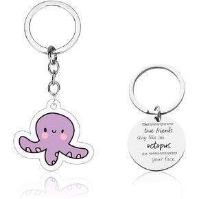 Friendship Keychain Set Funny Octopus Keyring Gifts for Women Friends Sister Birthday