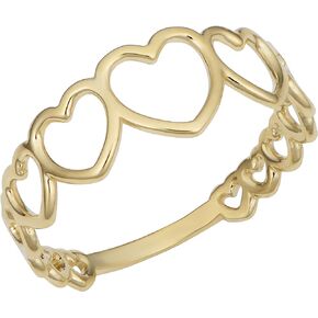 Kooljewelry 14k Yellow Gold Graduated Hearts Ring