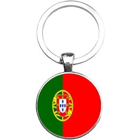 Art Attack Portugeuese Flag Keychain, Portugal Items Map Country Charm Pendant Porto Ronaldo Key Chain (Silver)
