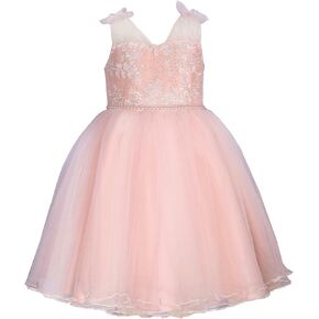 Bonnie Jean Girls 2T-16 Pink Tulle Ivory Embroidered Ballerina Dress