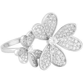 Dainty CZ Flower Open Statement Ring for Women Girls Crystal Diamond Love Heart Eternity Promise Ring Engagement Rings Wrap Finger Band Chic Jewelry Gifts