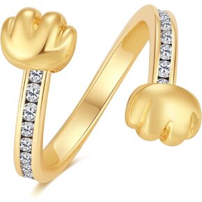 Muses Art Designa Animal Rings (Cat/Bear/Butterfly/Squirrel) for Women/Girls, Adjustable Ring, Crystal