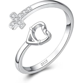 بيلين خاتم قابل للتعديل من الفضة الاسترليني عيار 925 بتصميم على شكل سماعة طبيب بتصميم متقاطع للنساء والبنات المراهقات وهدايا عيد الممرضات، معدن، زركونيا مكعب in Kuwait