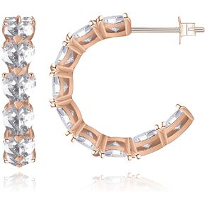 WeSparking Gold Half Hoop Earrings for Women 14k Gold Plated Silver Rose Gold Cute Hoops Heart Dainty Diamond Small Trendy Chunky Thick Hoop Earrings Hypoallergenic Jewelry Gifts for Teen Girls