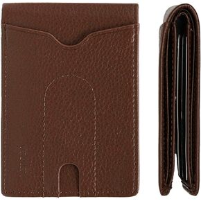 Microfiber Minimalist Scratch-Resistant Leather Wallet with Airtag Pouch | Slim Bifold Front Pocket with RFID Protection 6 Card Slots and Hidden ID Window - Black