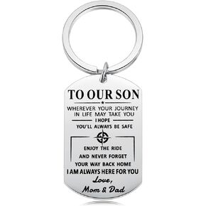 to Our Son Wherever Your Journey in Life Love Mom Dad Dog Tags Keychain Birthday Graduation Christmas Military Gift