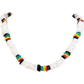BlueRica Puka Chip & Rasta Coconut Chip Shell Beads Necklace