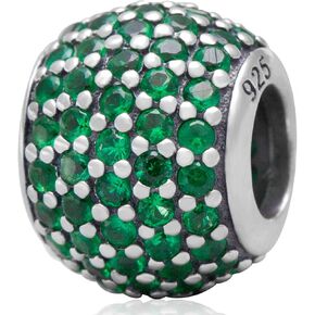 EMOSTAR Birthstone Charms fits European Bracelet Necklace, Pave Sparkle Cubic Zirconia Bday Beads in 925 Sterling Silver, Gifts for Women/Men/Friend/Happy Birthday in Kuwait