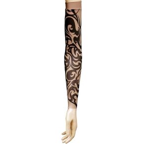 Wild Rose Unisex TRIBAL Single Tattoo Mesh Sleeve Blackwork, Tan