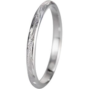 925 Sterling Silver 2mm Hawaiian Heirloom Scroll Hand Engraved Ring Band, Nickel Free Hypoallergenic for Sensitive Skin, Gift Box Included - Jewelry Gifts for Women Wife Mom Daughter
