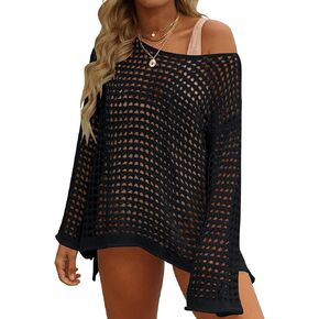 nratto Crochet Swimsuit Coverup for Women Bathing Suit Cover Ups Hollow Out Beachwear