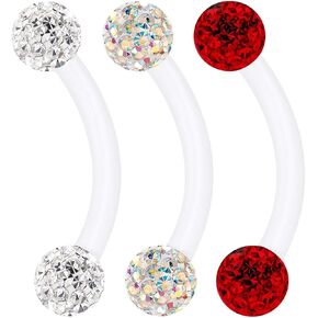 BanaVega 3 قطعة واضح الاكريليك منحني الحديد مسمار 16 مقياس 5/16 8 مللي متر 3 مللي متر كريستال الزنمة أقراط الحاجب ثقب المجوهرات اختيار الألوان in Kuwait