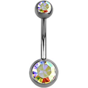 Pierced Owl - Double Crystal Sterilized G23 Titanium Belly Button Ring
