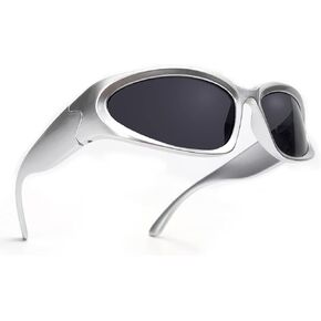 GUVIVI Wrap Around Fashion Sunglasses for Men Women Trendy Swift Oval Dark Futuristic Sunglasses Shades Glasses Eyeglasses