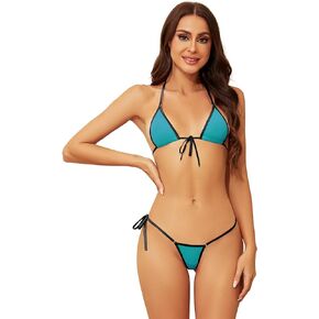 Dadress Micro Bikini Sets Extreme Sexy Halter Swimsuit for Women Tie Side G-String Cheeky Swimwear Mini Bikinis