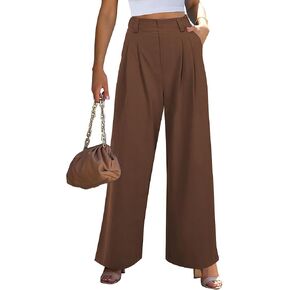 POTILI Wide Leg Pants for Women Elastic High Waisted Palazzo Pants Straight Leg Flowy Casual Work Trousers with Pockets in Kuwait