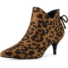 Perphy Pointed Toe Bow Kitten Heel Ankle Booties for Women