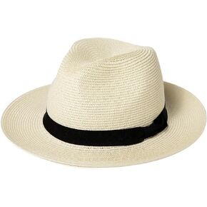Comhats Big Head XXL Men Sun Straw Fedora Hat for Women,Packable Beach Hat Wide Brim Panama Hat UV UPF 50+ Summer Hat Unisex