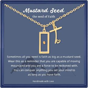 LINY Dainty Mustard Seed Necklace Christian Gifts for Women, Catholic Easter Mustard Seed Faith Necklace Baptism Christian Easter Gifts for Girls Women