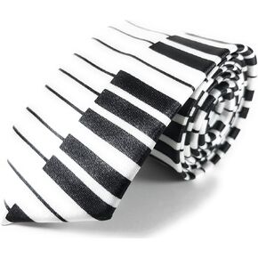 Black and White Piano Keys Skinny Necktie