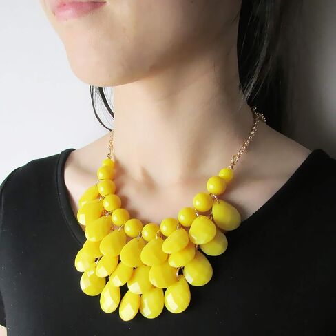 Qlavoca Teardrop Floating Statement Necklace Earrings Bubble Layer Chucky Rib Collor Necklace Resin Boho Wowmen Charm Fashion Jewerly Accessories Necklace Earring Set in Saudi Arabia