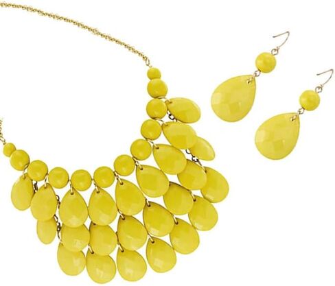 Qlavoca Teardrop Floating Statement Necklace Earrings Bubble Layer Chucky Rib Collor Necklace Resin Boho Wowmen Charm Fashion Jewerly Accessories Necklace Earring Set in Saudi Arabia
