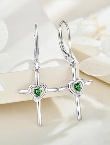 قلادة متقاطعة من الفضة الإسترليني عيار 925 على شكل صليب على شكل قلادة دينية مكونة من مجموعة مجوهرات الزمرد للنساء in Kuwait