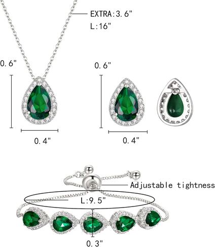 EleQueen Women's Cubic Zirconia Crystal Teardrop Necklace Earrings Bracelet Wedding Party Jewelry Sets for Bride Bridemaids in Saudi Arabia