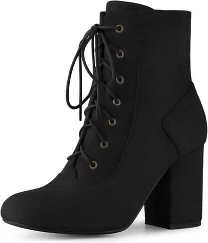 Perphy Round Toe Chunky High Heel Lace Up Ankle Boots for Women in Saudi Arabia