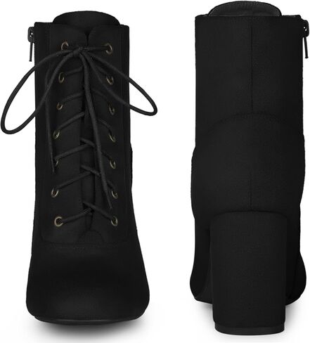 Perphy Round Toe Chunky High Heel Lace Up Ankle Boots for Women in Saudi Arabia
