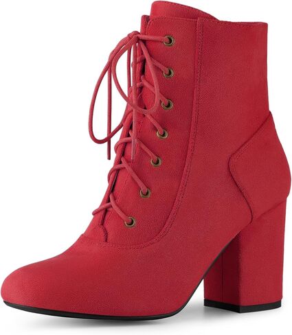 Perphy Round Toe Chunky High Heel Lace Up Ankle Boots for Women in Saudi Arabia