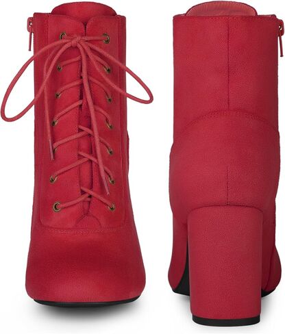 Perphy Round Toe Chunky High Heel Lace Up Ankle Boots for Women in Saudi Arabia