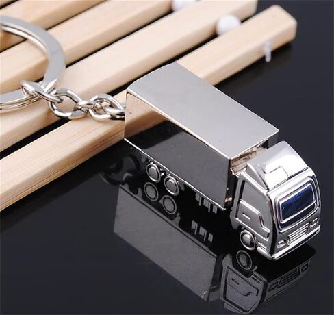 Metal KeyChain Truck Keyring KeyChain Lorry Car Key Ring Keyfob Keychain for Car Keys Creative Gift Lovely Keyring for Silver in Saudi Arabia