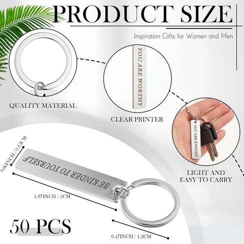 Yaocom 50 Pcs Inspiration Gifts for Women and Men with Quotes Uplifting Encouragement Keychain Affirmation Inspirational Key Chains for Best Friend Classmates Friendship Birthday Gifts in Saudi Arabia