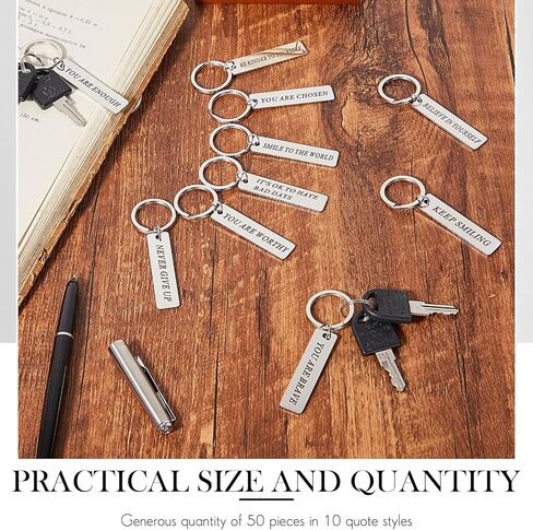 Yaocom 50 Pcs Inspiration Gifts for Women and Men with Quotes Uplifting Encouragement Keychain Affirmation Inspirational Key Chains for Best Friend Classmates Friendship Birthday Gifts in Saudi Arabia