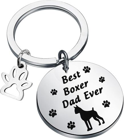 BNQL Boxer Dad Gifts Best Boxer Dad Ever Keychain Boxer Lover Gifts Pet Owner Rescue Gifts Boxer Dog Gifts in Saudi Arabia