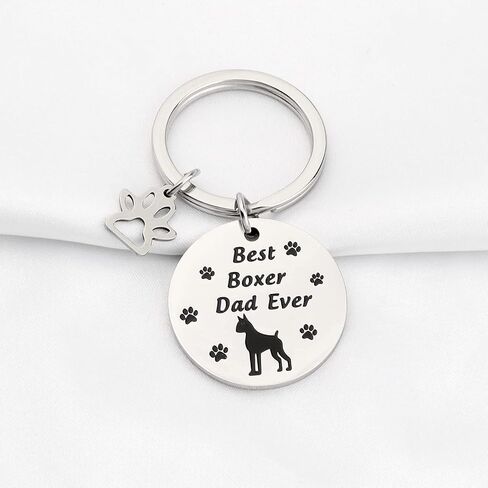 BNQL Boxer Dad Gifts Best Boxer Dad Ever Keychain Boxer Lover Gifts Pet Owner Rescue Gifts Boxer Dog Gifts in Saudi Arabia