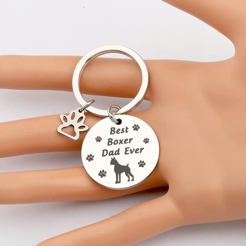 BNQL Boxer Dad Gifts Best Boxer Dad Ever Keychain Boxer Lover Gifts Pet Owner Rescue Gifts Boxer Dog Gifts in Saudi Arabia