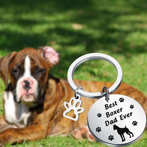 BNQL Boxer Dad Gifts Best Boxer Dad Ever Keychain Boxer Lover Gifts Pet Owner Rescue Gifts Boxer Dog Gifts in Saudi Arabia