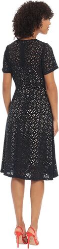 Maggy London Women's A-line Short Sleeve Floral Laser Cut Knee Length Dress in Saudi Arabia