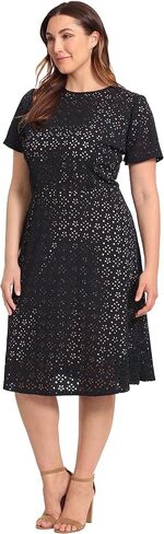 Maggy London Women's A-line Short Sleeve Floral Laser Cut Knee Length Dress in Saudi Arabia