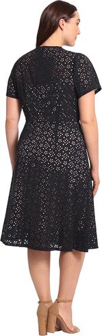 Maggy London Women's A-line Short Sleeve Floral Laser Cut Knee Length Dress in Saudi Arabia