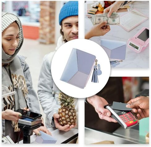 محفظة جلدية للسيدات من كينولي، محفظة صغيرة الحجم لحمل البطاقات مع سحاب للنساء والفتيات، ارجواني، عصرية وبسيطة, بنفسجي, عصري وبسيط in Kuwait