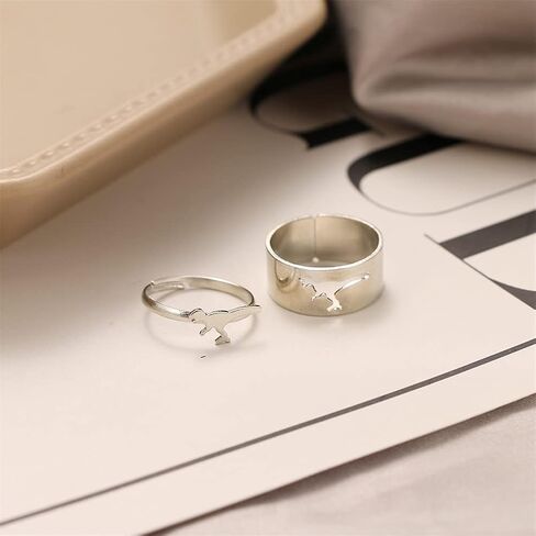 Matching Best Friends BFF Rings for Couple Tiktok Y2k Couple Rings Love Heart Moon Star Planet Rings for Women Men Girls Love Promise Rings Jewelry in Saudi Arabia