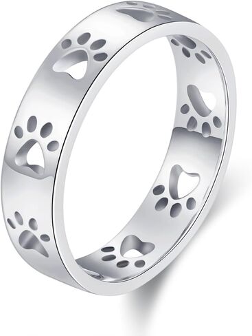 لوتس وورقة مخلب طباعة خاتم فضة الاسترليني الحيوان لطيف القط الكلب خواتم القط الكلب مجوهرات هدايا للنساء الفتيات in Kuwait