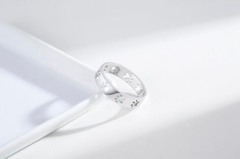 لوتس وورقة مخلب طباعة خاتم فضة الاسترليني الحيوان لطيف القط الكلب خواتم القط الكلب مجوهرات هدايا للنساء الفتيات in Kuwait