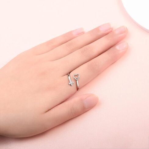 بيلين خاتم قابل للتعديل من الفضة الاسترليني عيار 925 بتصميم على شكل سماعة طبيب بتصميم متقاطع للنساء والبنات المراهقات وهدايا عيد الممرضات، معدن، زركونيا مكعب in Kuwait