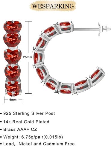 WeSparking الذهب نصف هوب الأقراط للنساء 14k الذهب مطلي الفضة ارتفع الذهب لطيف الأطواق القلب لذيذ الماس الصغيرة العصرية مكتنزة سميكة هوب الأقراط هيبوالرجينيك هدايا مجوهرات للفتيات في سن المراهقة in Kuwait