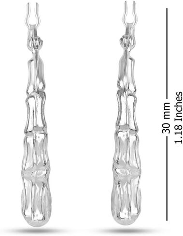 LeCalla Sterling Silver Light-Weight Bamboo Hoop Earrings for Women in Saudi Arabia