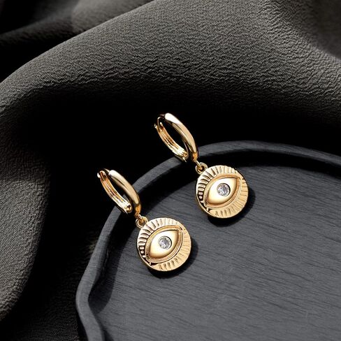 LOYATA Gold Huggie Hoop Earrings for Women Dangle Hoop Drop 14K Gold Plated Dainty Small Minimalist Cubic Zirconia Jewelry Gift… in Saudi Arabia